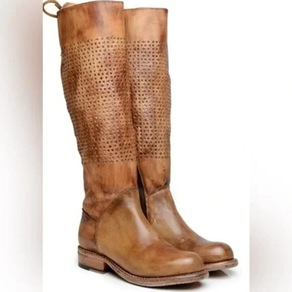 BED STU Cambridge Leather Boots Tall Tan Driftwood SZ 9 - Picture 14 of 16